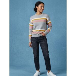 Andree by Unit Grey Stripe Crewneck Pullover Sweater Medium